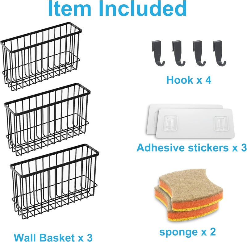 FHJP Kitchen Cabinet Door Organizer 3 pack, Lid Organizers Inside Cabinet with 2 Sponges, Foil and Plastic Wrap Organizer with 4 Hooks, for Aluminum Foil, Plastic Wrap, Black, (Small, Medium, Large) - Image 4